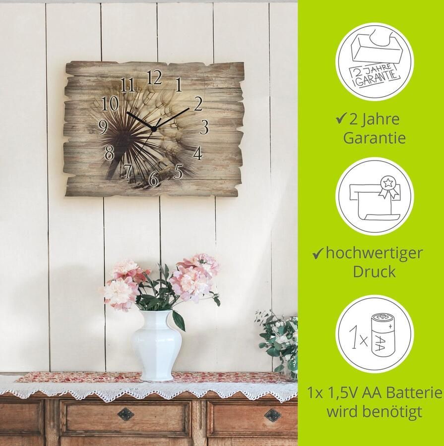 Artland Wandklok Grote pluizenbol optioneel verkrijgbaar met kwarts- of radiografisch uurwerk geruisloos zonder tikkend geluid - Foto 5