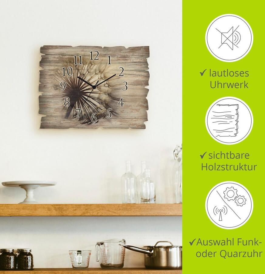 Artland Wandklok Grote pluizenbol optioneel verkrijgbaar met kwarts- of radiografisch uurwerk geruisloos zonder tikkend geluid - Foto 6