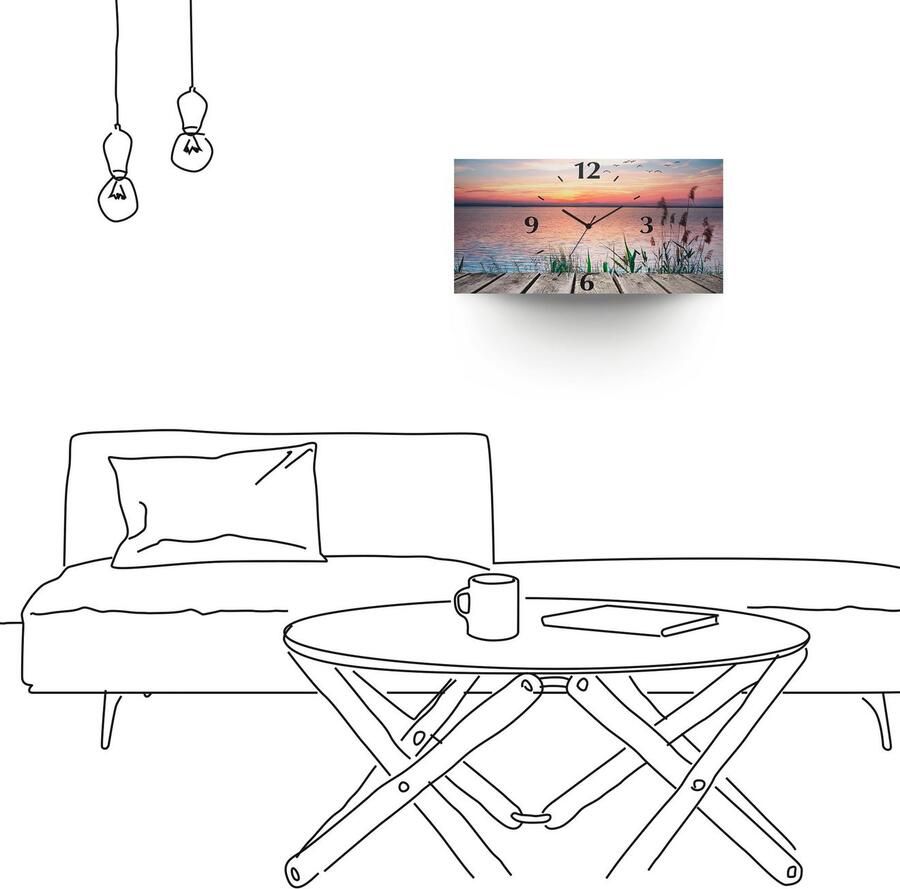 Artland Wandklok Het meer in de kleuren van de wolken - Foto 6