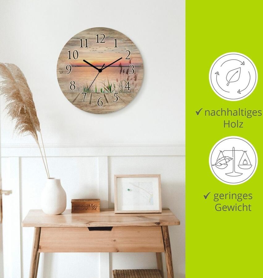 Artland Wandklok Het meer in de kleuren van de wolken optioneel verkrijgbaar met kwarts- of radiografisch uurwerk geruisloos zonder tikkend geluid - Foto 4