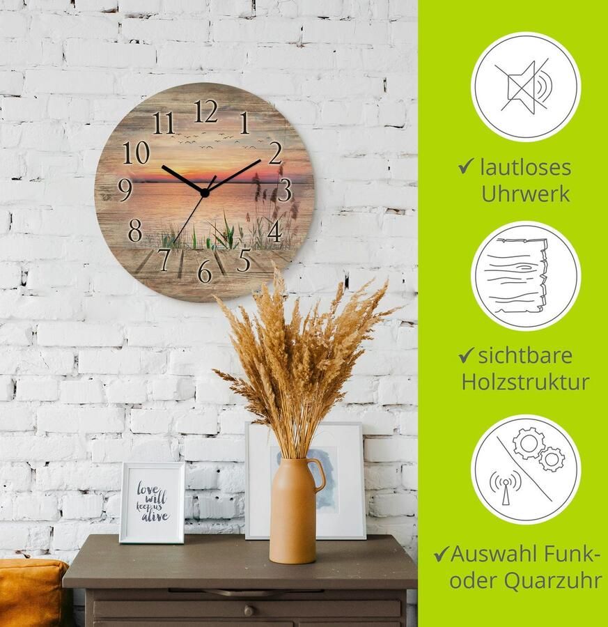 Artland Wandklok Het meer in de kleuren van de wolken optioneel verkrijgbaar met kwarts- of radiografisch uurwerk geruisloos zonder tikkend geluid - Foto 3