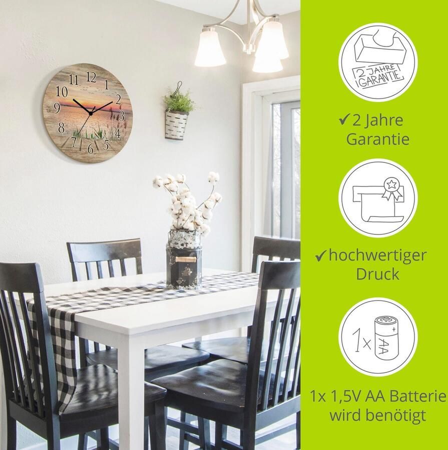 Artland Wandklok Het meer in de kleuren van de wolken optioneel verkrijgbaar met kwarts- of radiografisch uurwerk geruisloos zonder tikkend geluid - Foto 2