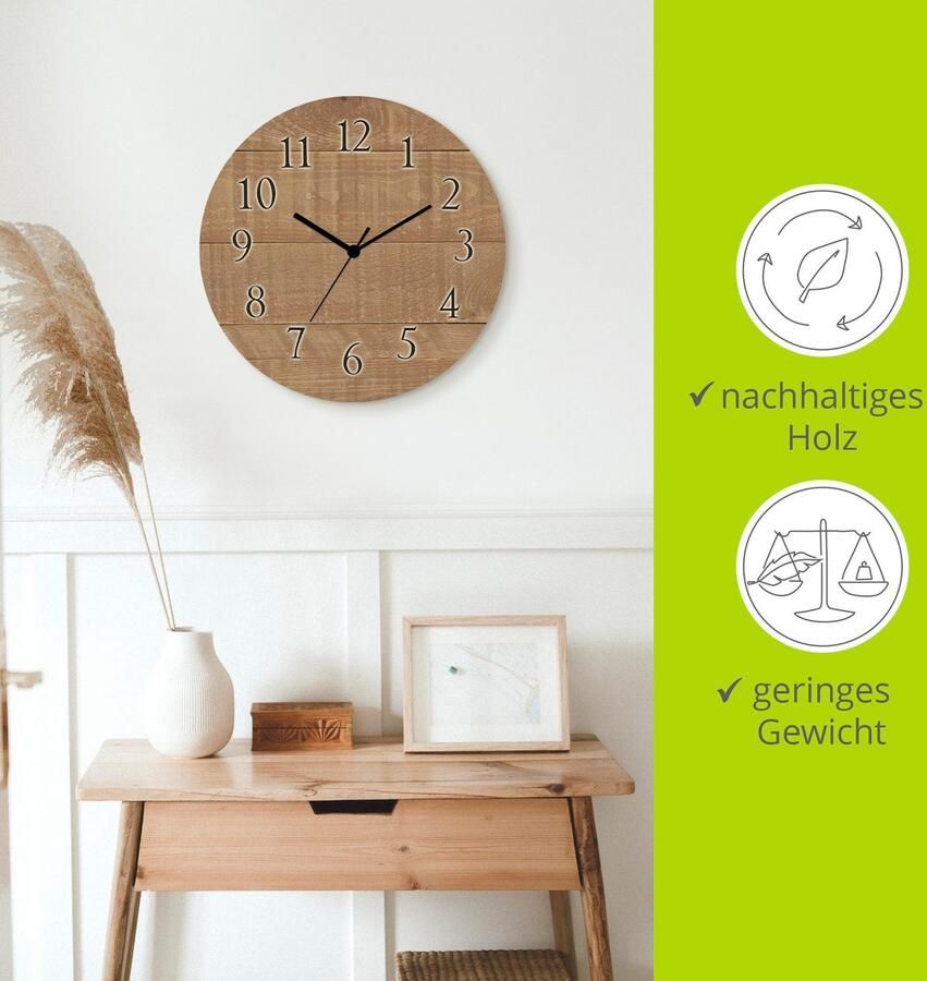 Artland Wandklok Hout donker optioneel verkrijgbaar met kwarts- of radiografisch uurwerk geruisloos zonder tikkend geluid - Foto 4