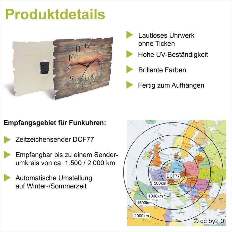 Artland Wandklok Houten klok alpien hoogland - Foto 4