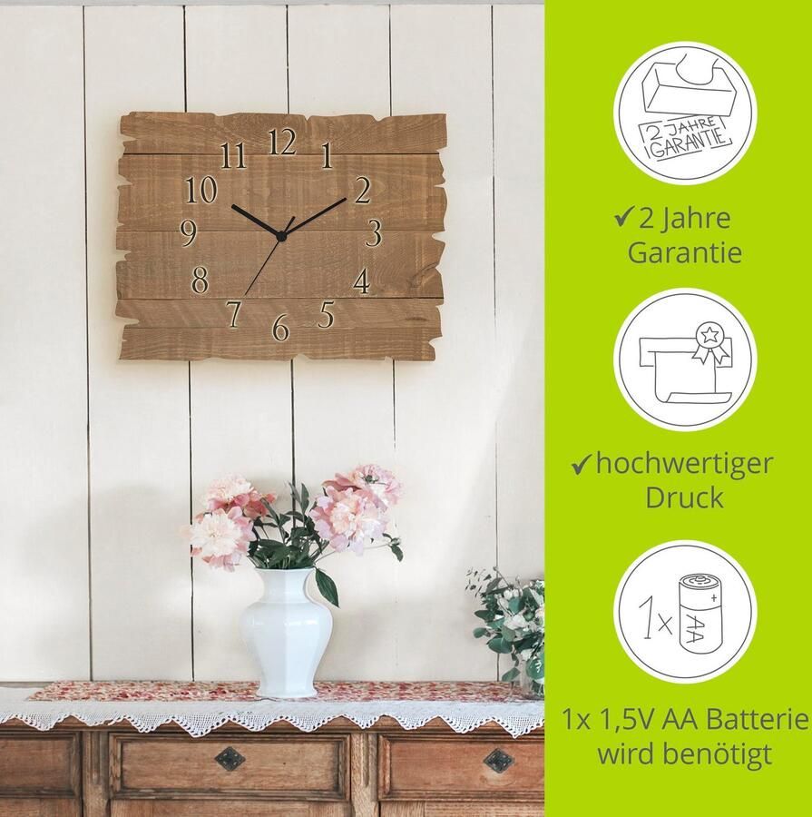 Artland Wandklok Houten klok donker optioneel verkrijgbaar met kwarts- of radiografisch uurwerk geruisloos zonder tikkend geluid - Foto 5