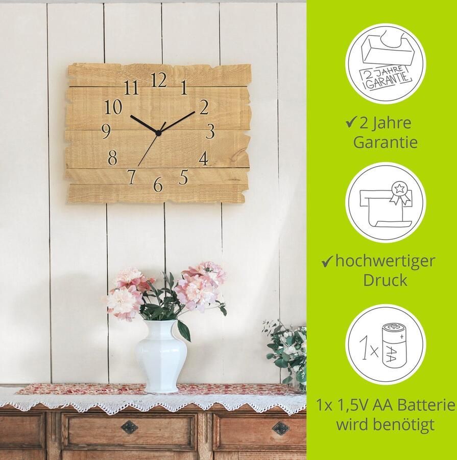 Artland Wandklok Houten klok licht optioneel verkrijgbaar met kwarts- of radiografisch uurwerk geruisloos zonder tikkend geluid - Foto 5