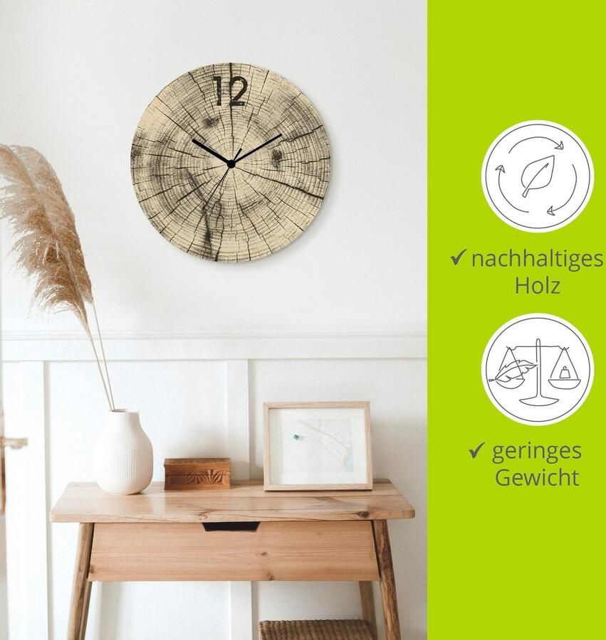 Artland Wandklok In het teken van de jaarringen optioneel verkrijgbaar met kwarts- of radiografisch uurwerk geruisloos zonder tikkend geluid - Foto 4