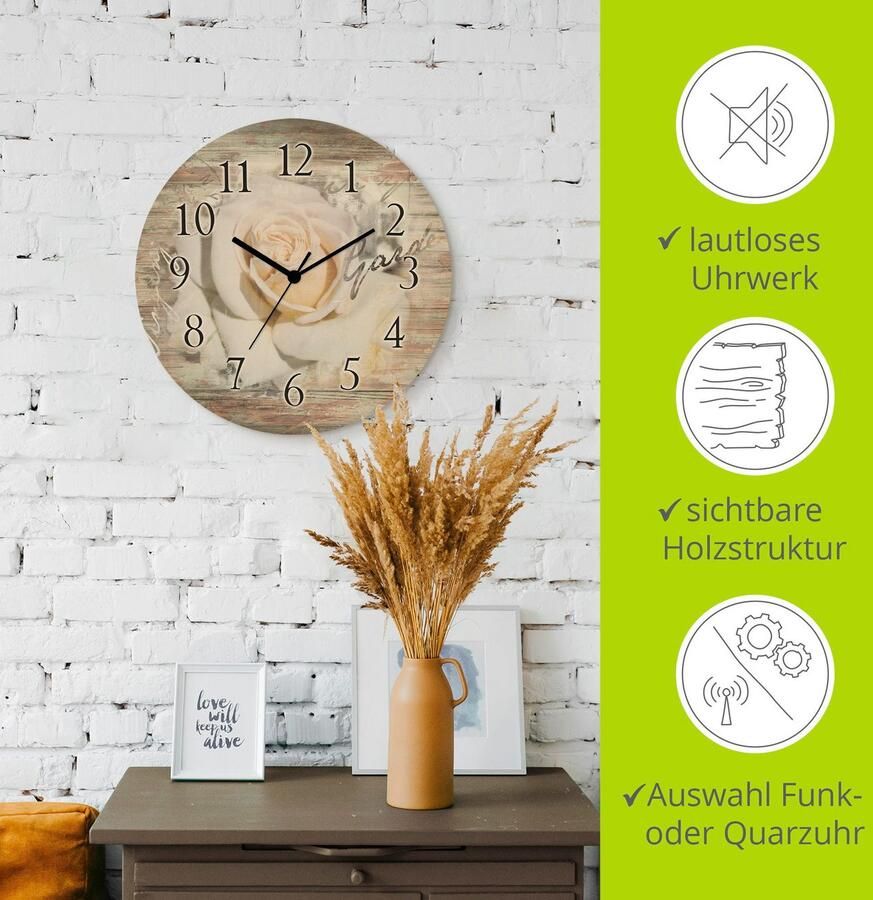 Artland Wandklok In letters roos optioneel verkrijgbaar met kwarts- of radiografisch uurwerk geruisloos zonder tikkend geluid - Foto 3