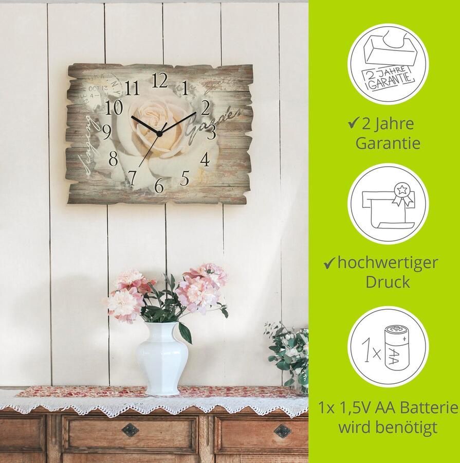 Artland Wandklok In letters roos optioneel verkrijgbaar met kwarts- of radiografisch uurwerk geruisloos zonder tikkend geluid - Foto 5