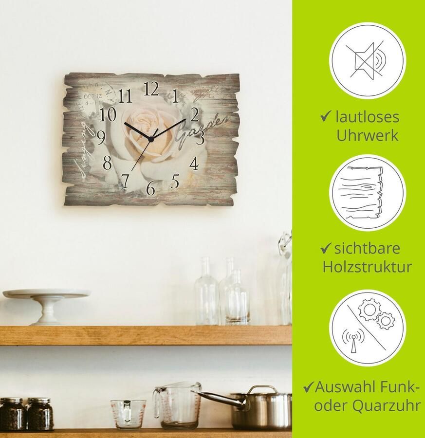 Artland Wandklok In letters roos optioneel verkrijgbaar met kwarts- of radiografisch uurwerk geruisloos zonder tikkend geluid - Foto 6