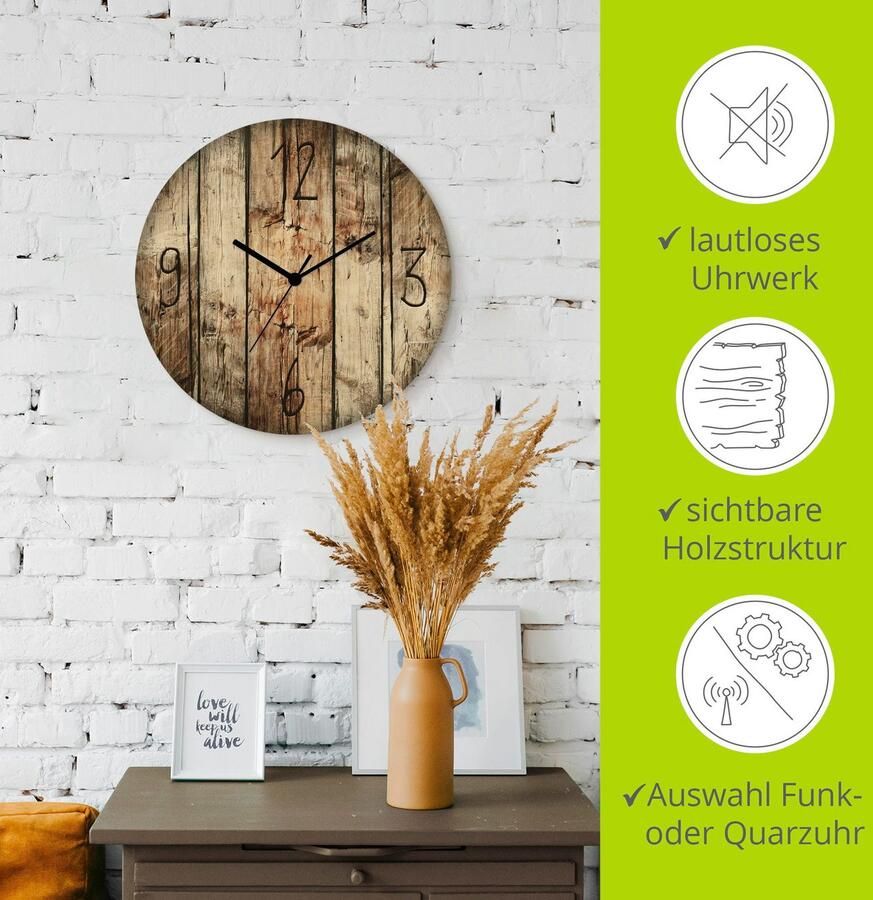 Artland Wandklok Kronieken van de natuur optioneel verkrijgbaar met kwarts- of radiografisch uurwerk geruisloos zonder tikkend geluid - Foto 3