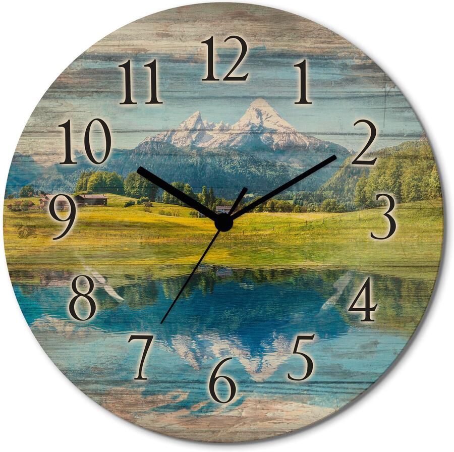 Artland Wandklok Landschap in de Alpen optioneel verkrijgbaar met kwarts- of radiografisch uurwerk geruisloos zonder tikkend geluid - Foto 6