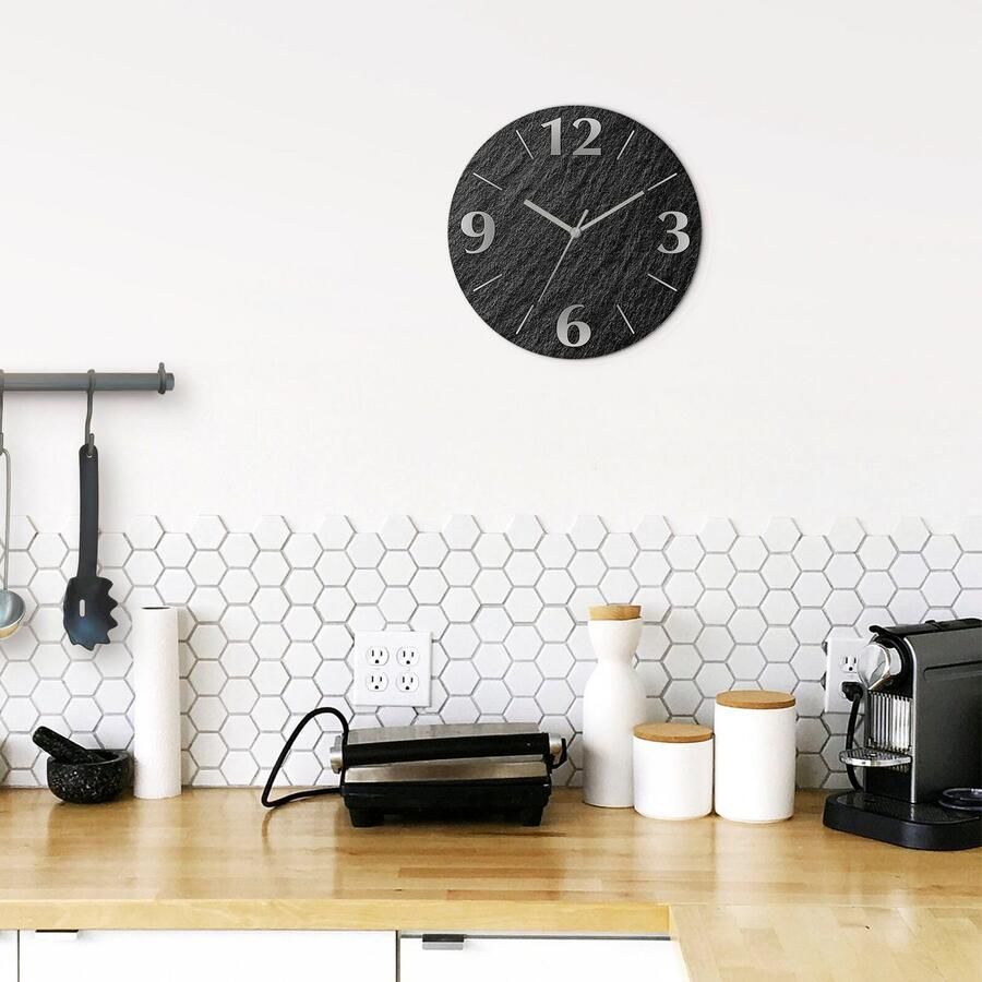 Artland Wandklok Leisteen optioneel verkrijgbaar met kwarts- of radiografisch uurwerk geruisloos zonder tikkend geluid - Foto 3