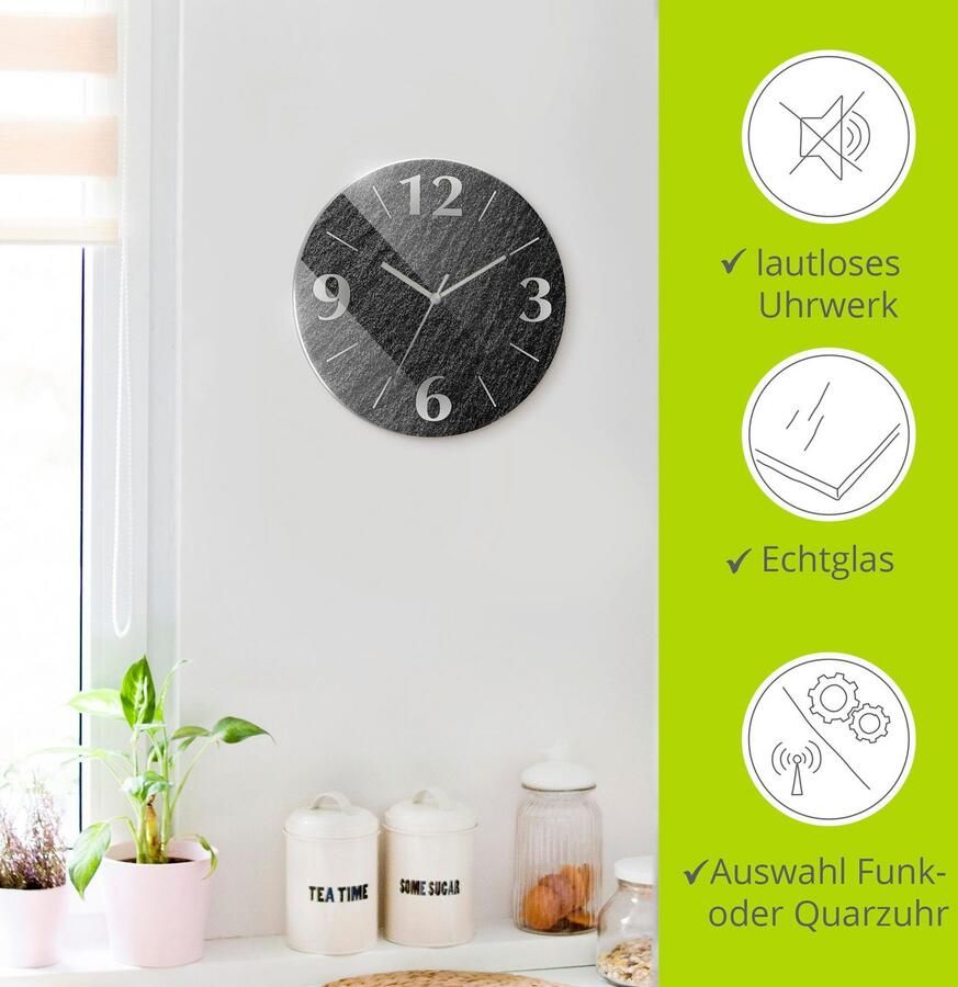 Artland Wandklok Leisteen optioneel verkrijgbaar met kwarts- of radiografisch uurwerk geruisloos zonder tikkend geluid - Foto 5