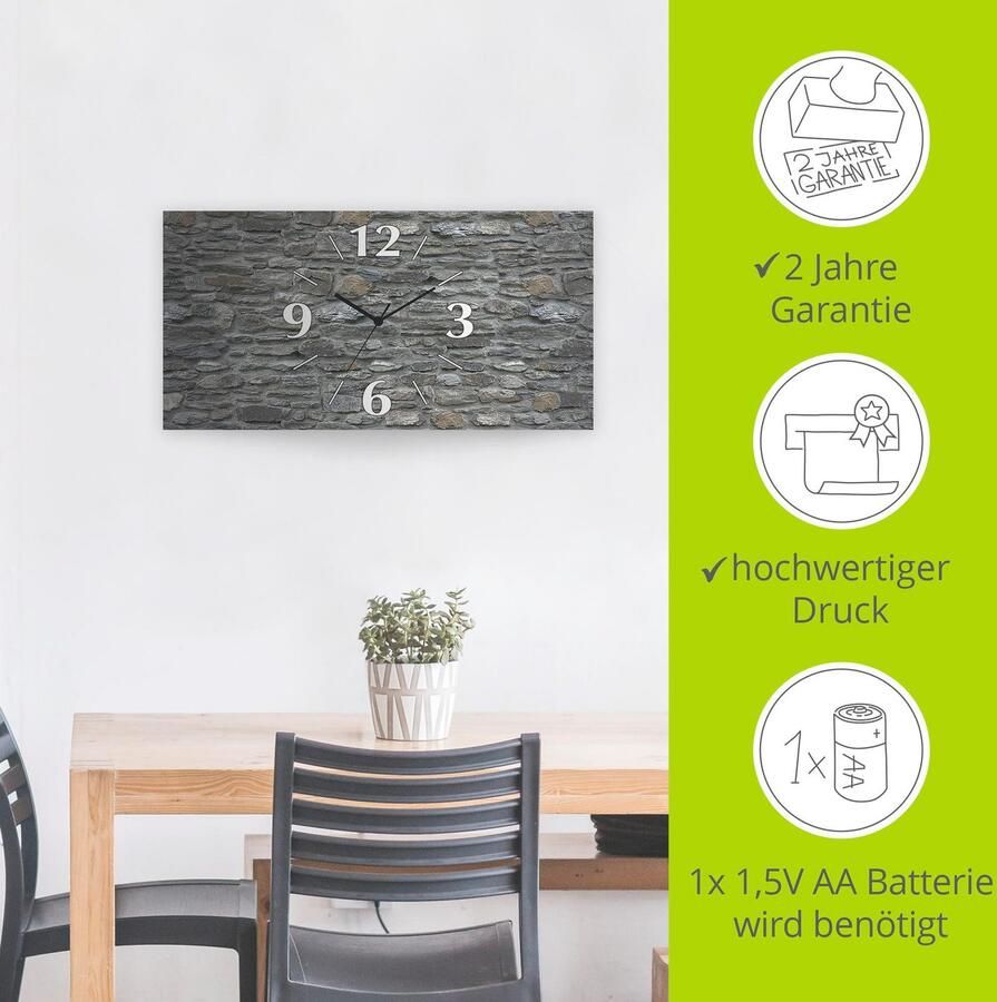 Artland Wandklok Leistenen muur 3d-look geschulpt met kwarts- of radiografisch uurwerk verschillende maten - Foto 4