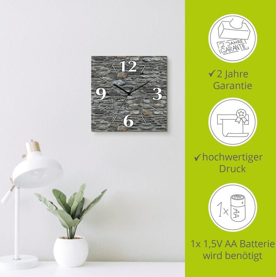 Artland Wandklok Leistenen muur optioneel verkrijgbaar met kwarts- of radiografisch uurwerk geruisloos zonder tikkend geluid - Foto 4