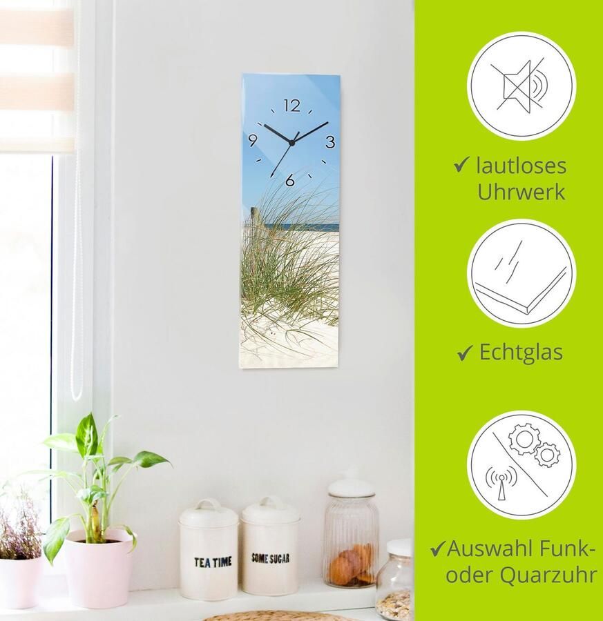 Artland Wandklok Mooie duinen met grassen en hek optioneel verkrijgbaar met kwarts- of radiografisch uurwerk geruisloos zonder tikkend geluid - Foto 7