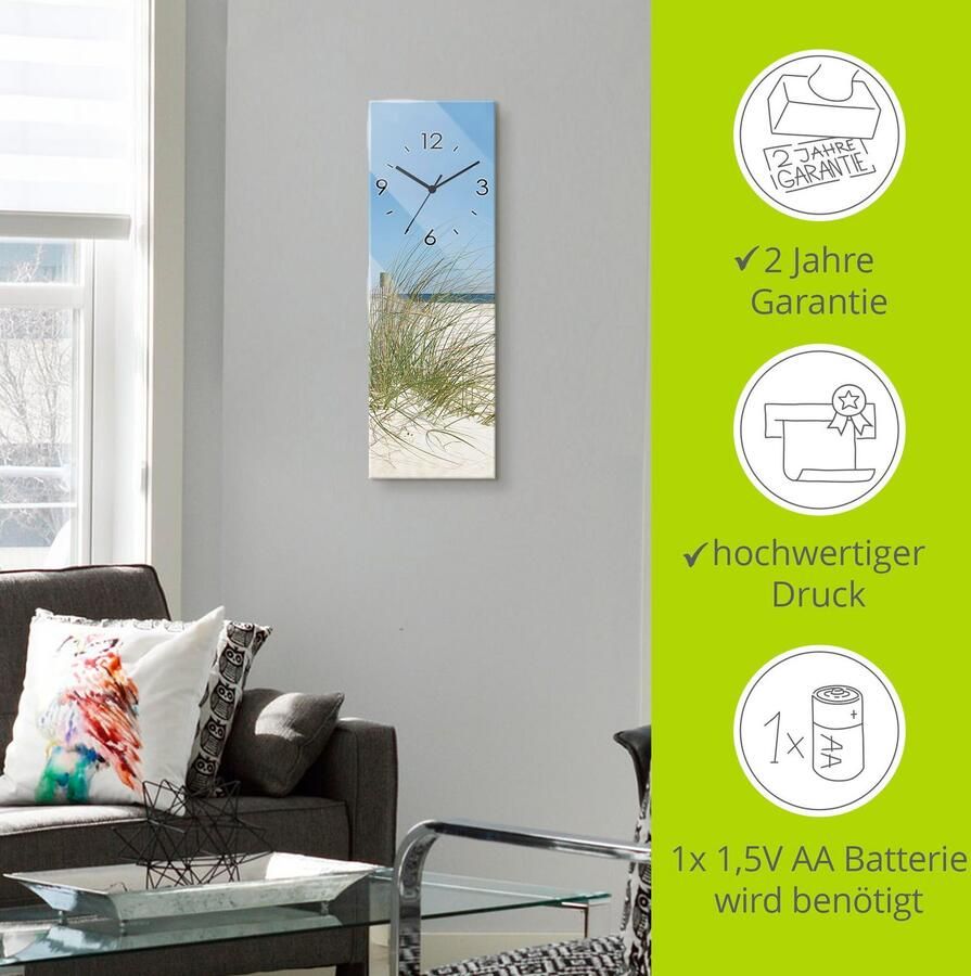 Artland Wandklok Mooie duinen met grassen en hek optioneel verkrijgbaar met kwarts- of radiografisch uurwerk geruisloos zonder tikkend geluid - Foto 6