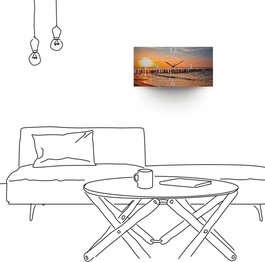 Artland Wandklok Mooie zonsondergang aan het strand - Foto 6