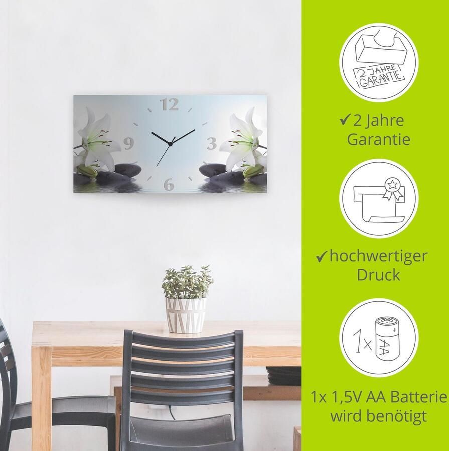 Artland Wandklok Nadonna lelies en spa stenen in het water 3d-look geschulpt met kwarts- of radiografisch uurwerk verschillende maten - Foto 4