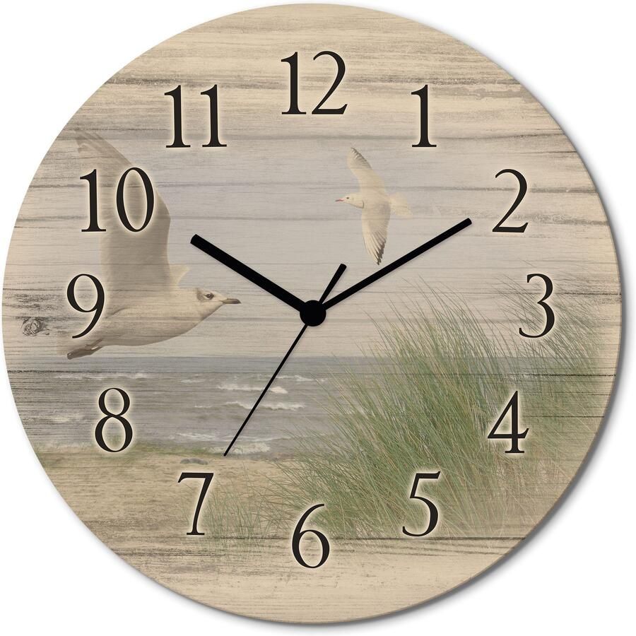 Artland Wandklok Noordzeestrand met meeuwen optioneel verkrijgbaar met kwarts- of radiografisch uurwerk geruisloos zonder tikkend geluid - Foto 6