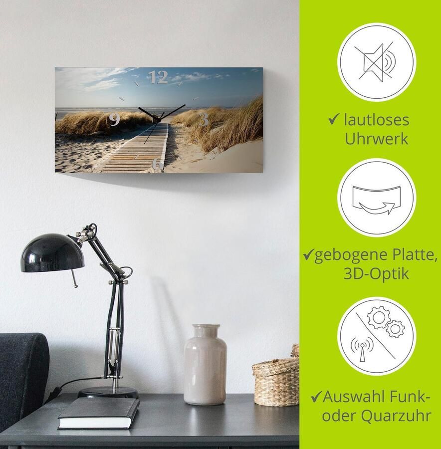 Artland Wandklok Noordzeestrand op Langeoog pier 3d-look geschulpt met kwarts- of radiografisch uurwerk verschillende maten - Foto 5