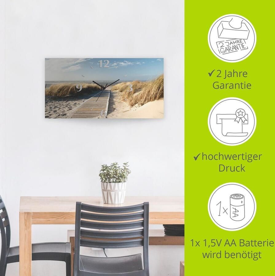 Artland Wandklok Noordzeestrand op Langeoog pier 3d-look geschulpt met kwarts- of radiografisch uurwerk verschillende maten - Foto 3