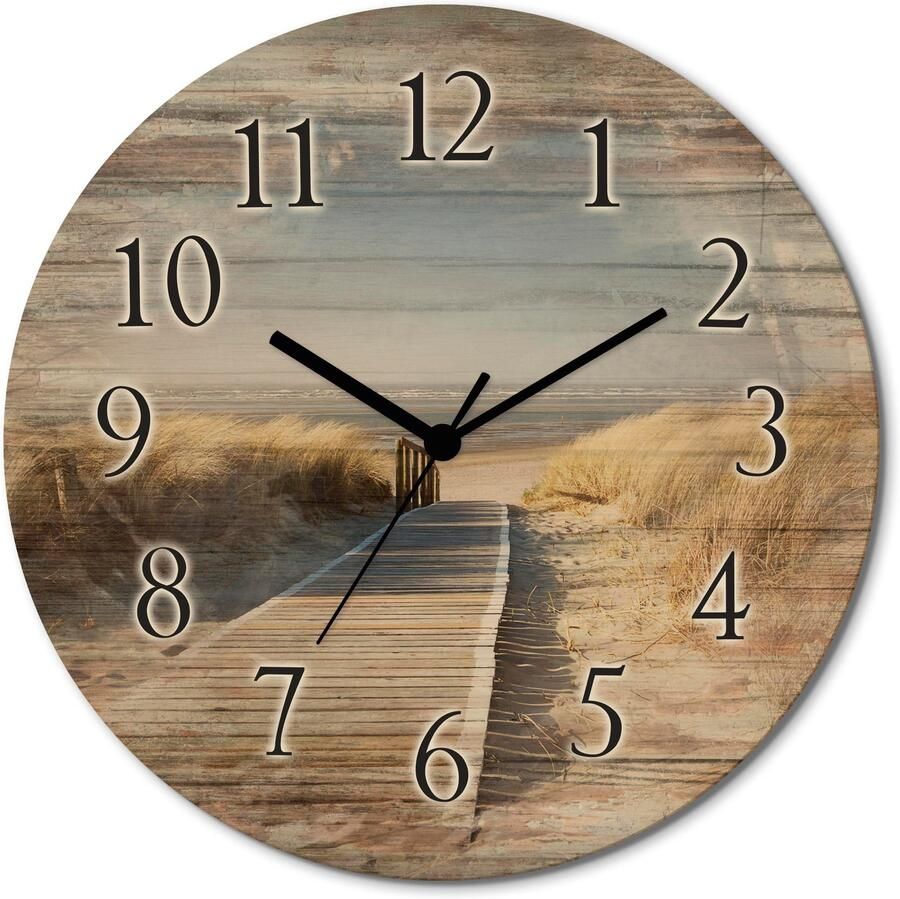 Artland Wandklok Noordzeestrand op Langeoog pier optioneel verkrijgbaar met kwarts- of radiografisch uurwerk geruisloos zonder tikkend geluid - Foto 6