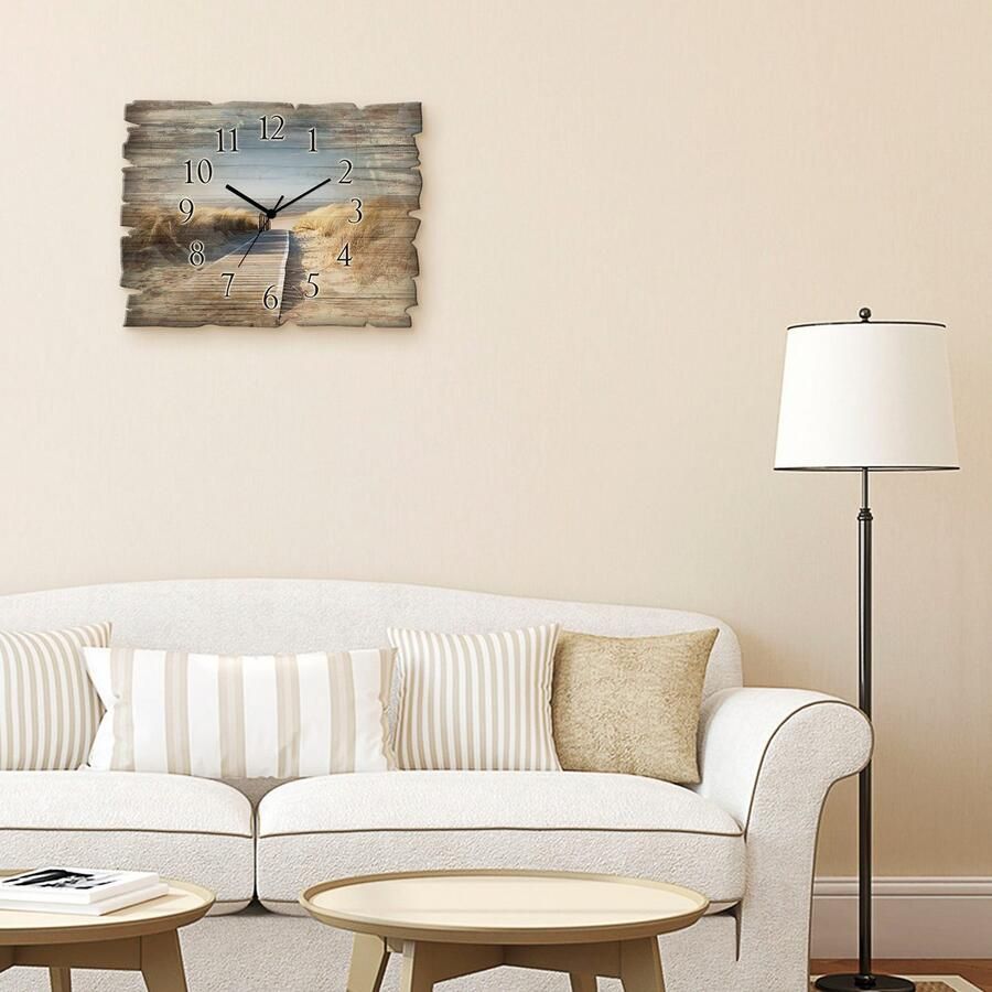 Artland Wandklok Noordzeestrand op Langeoog pier optioneel verkrijgbaar met kwarts- of radiografisch uurwerk geruisloos zonder tikkend geluid - Foto 4