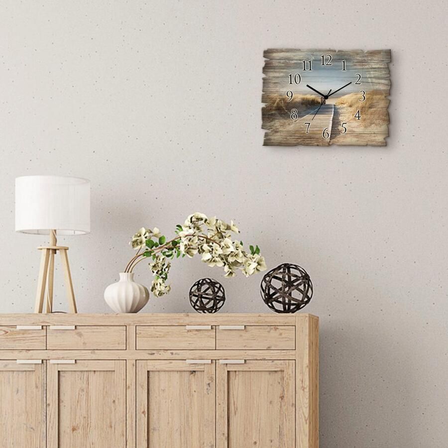 Artland Wandklok Noordzeestrand op Langeoog pier optioneel verkrijgbaar met kwarts- of radiografisch uurwerk geruisloos zonder tikkend geluid - Foto 5