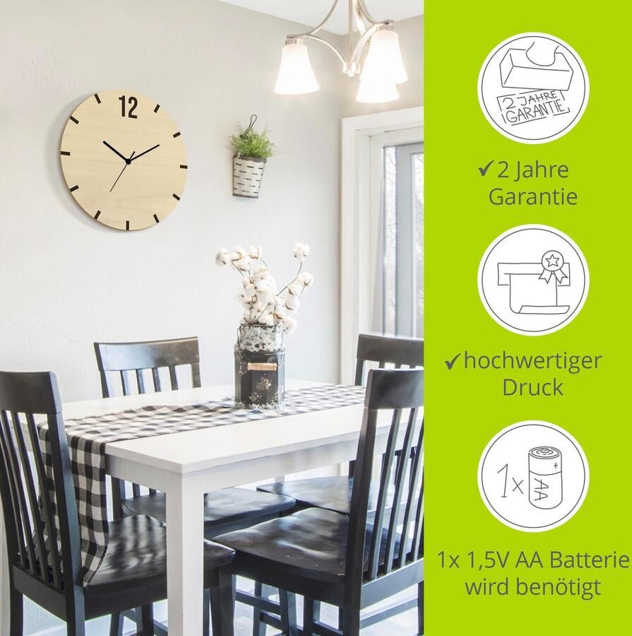 Artland Wandklok Nummer 12 optioneel verkrijgbaar met kwarts- of radiografisch uurwerk geruisloos zonder tikkend geluid - Foto 2