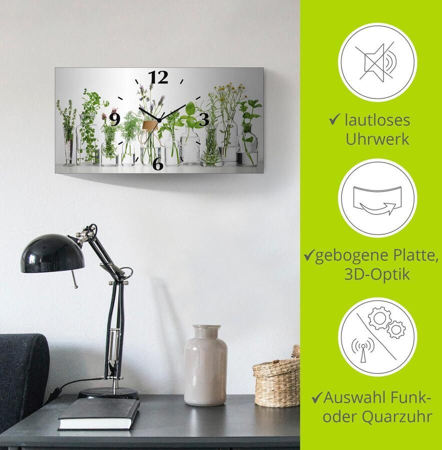 Artland Wandklok Oliën met kruiden 3d-look geschulpt met kwarts- of radiografisch uurwerk verschillende maten - Foto 5