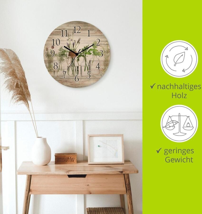 Artland Wandklok Oliën met kruiden optioneel verkrijgbaar met kwarts- of radiografisch uurwerk geruisloos zonder tikkend geluid - Foto 4