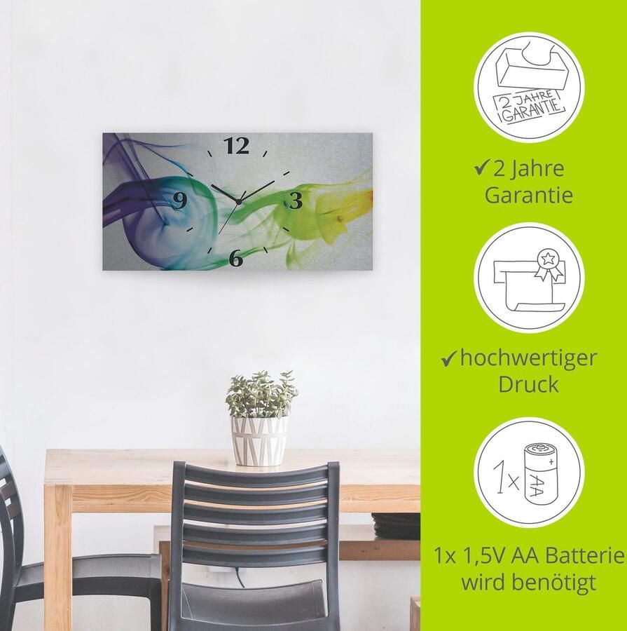 Artland Wandklok Rook abstract 3d-look geschulpt met kwarts- of radiografisch uurwerk verschillende maten - Foto 4