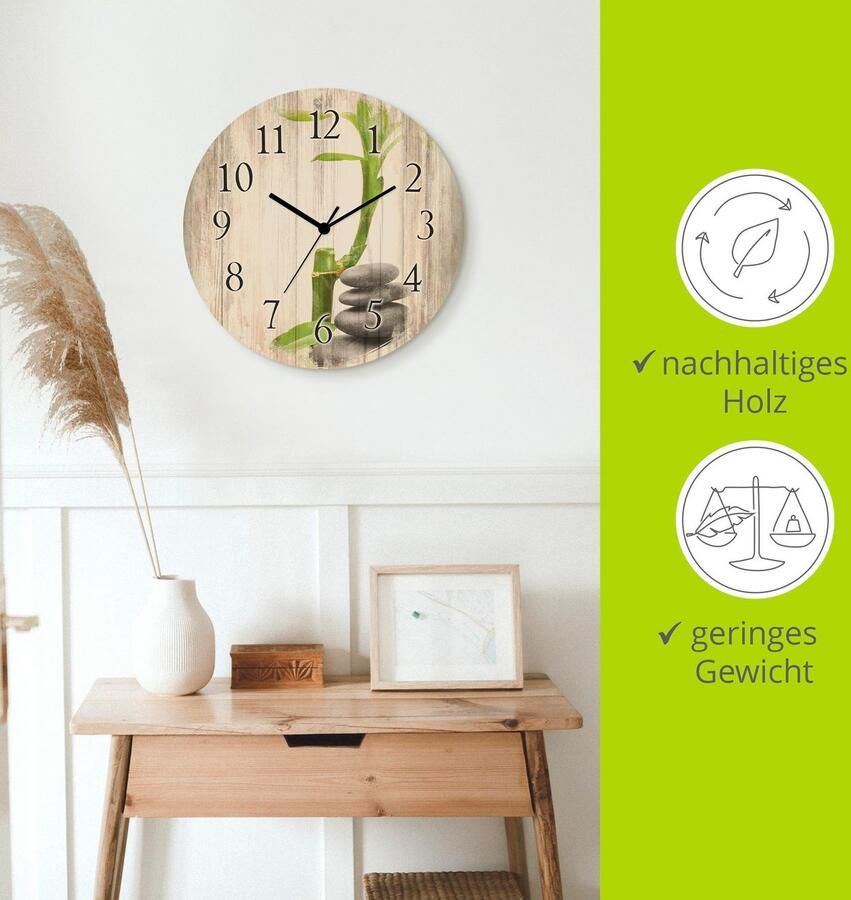 Artland Wandklok Spa concept basaltstenen optioneel verkrijgbaar met kwarts- of radiografisch uurwerk geruisloos zonder tikkend geluid - Foto 4