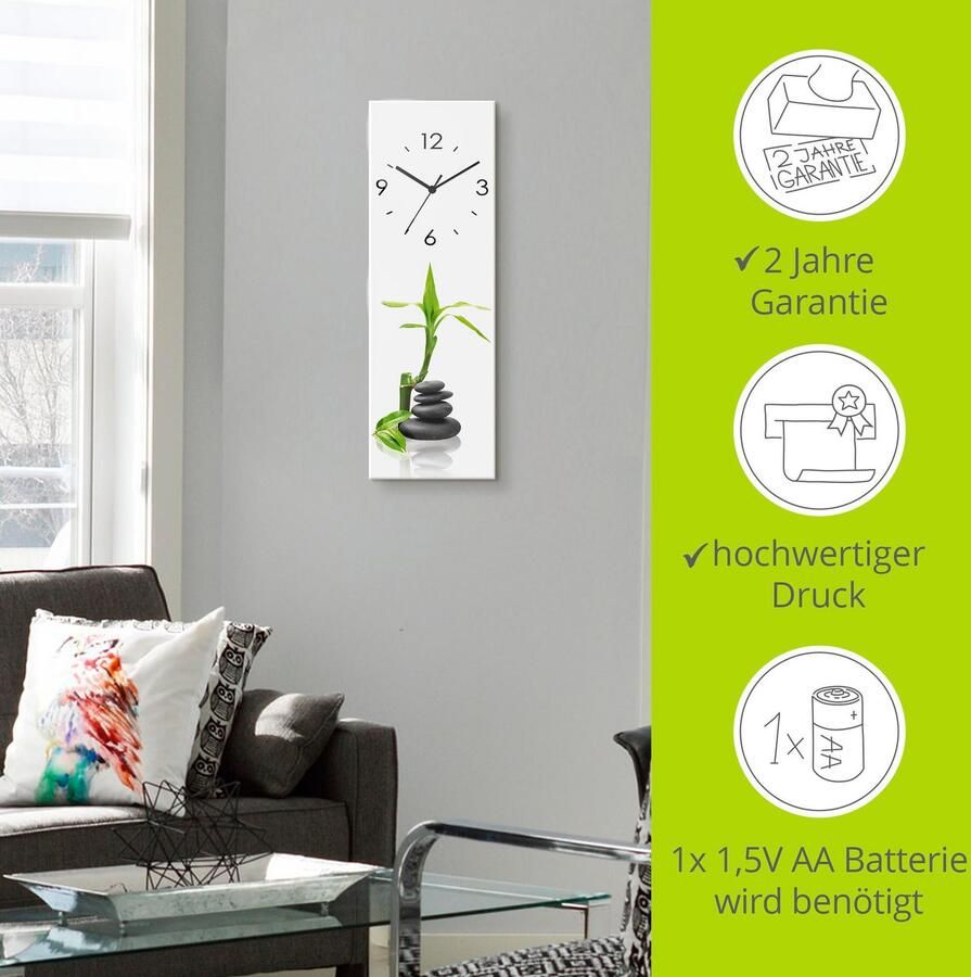 Artland Wandklok Spa concept basaltstenen optioneel verkrijgbaar met kwarts- of radiografisch uurwerk geruisloos zonder tikkend geluid - Foto 4