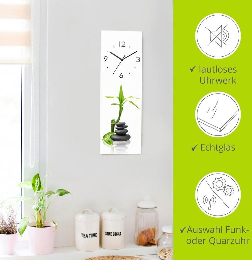 Artland Wandklok Spa concept basaltstenen optioneel verkrijgbaar met kwarts- of radiografisch uurwerk geruisloos zonder tikkend geluid - Foto 5