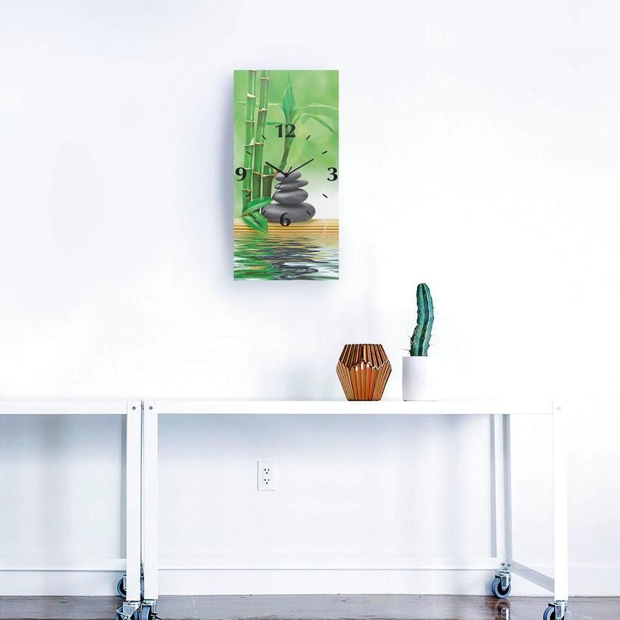 Artland Wandklok Spa concept zen basaltstenen 3d-look geschulpt met kwarts- of radiografisch uurwerk verschillende maten
