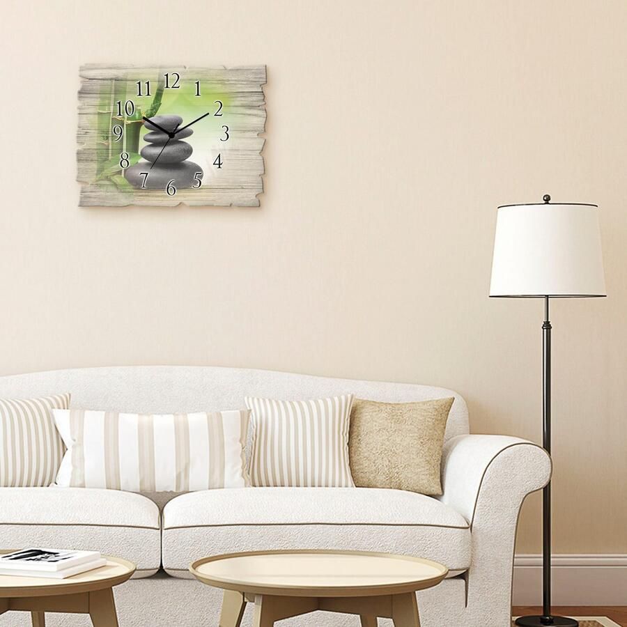 Artland Wandklok Spa concept zen basaltstenen optioneel verkrijgbaar met kwarts- of radiografisch uurwerk geruisloos zonder tikkend geluid - Foto 3