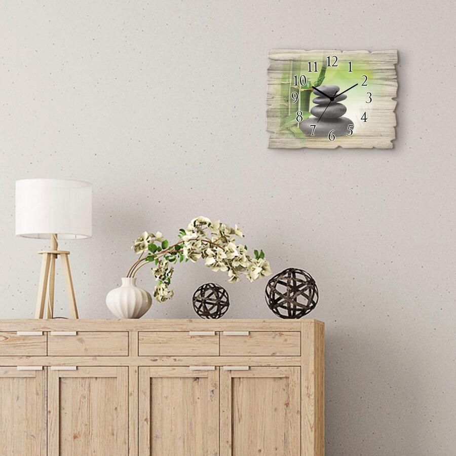 Artland Wandklok Spa concept zen basaltstenen optioneel verkrijgbaar met kwarts- of radiografisch uurwerk geruisloos zonder tikkend geluid - Foto 4