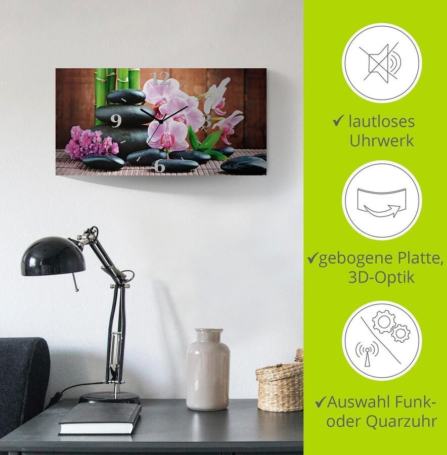 Artland Wandklok Spa concept zen stenen orchideeën 3d-look geschulpt met kwarts- of radiografisch uurwerk verschillende maten - Foto 6