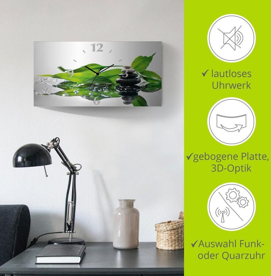 Artland Wandklok Spa met stenen en bamboe 3d-look geschulpt met kwarts- of radiografisch uurwerk verschillende maten - Foto 6