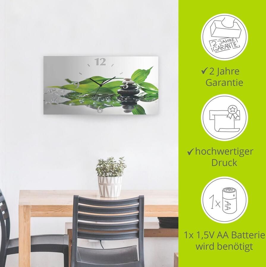 Artland Wandklok Spa met stenen en bamboe 3d-look geschulpt met kwarts- of radiografisch uurwerk verschillende maten - Foto 4