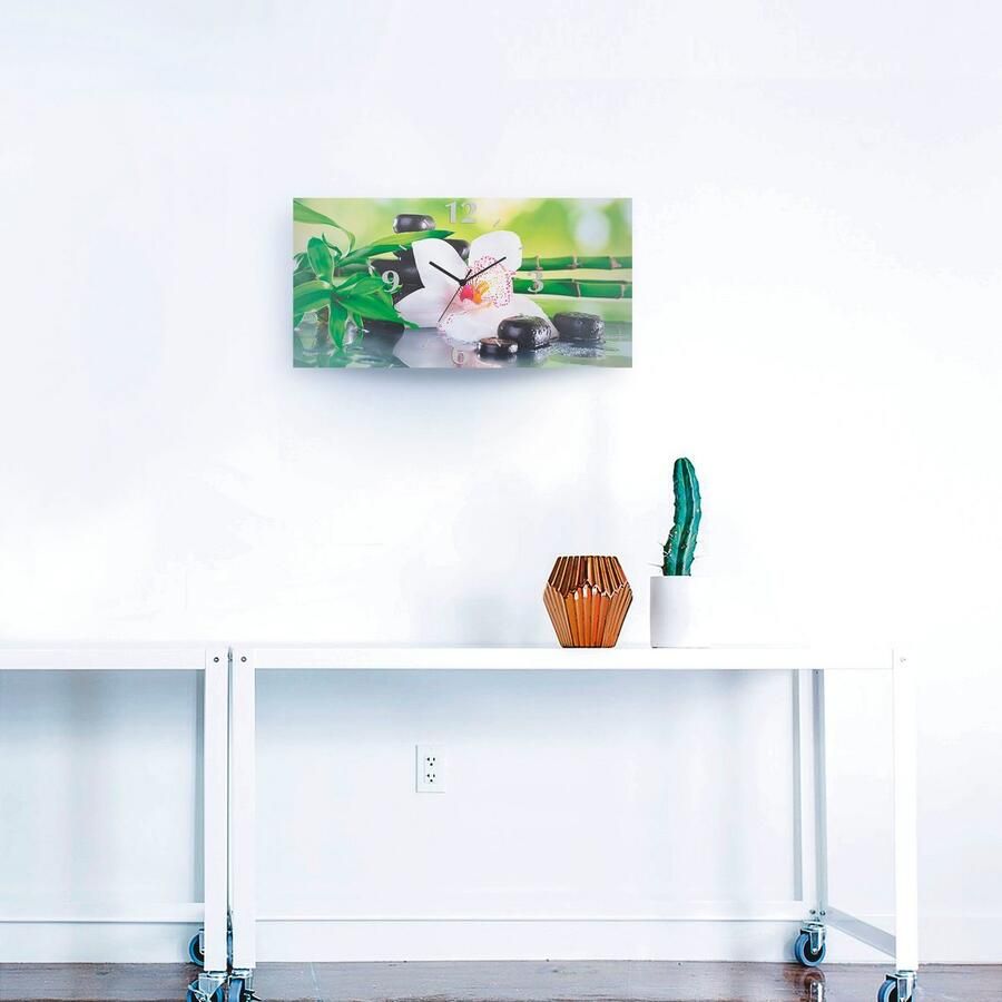 Artland Wandklok Spa stenen bamboe takjes orchidee 3d-look geschulpt met kwarts- of radiografisch uurwerk verschillende maten