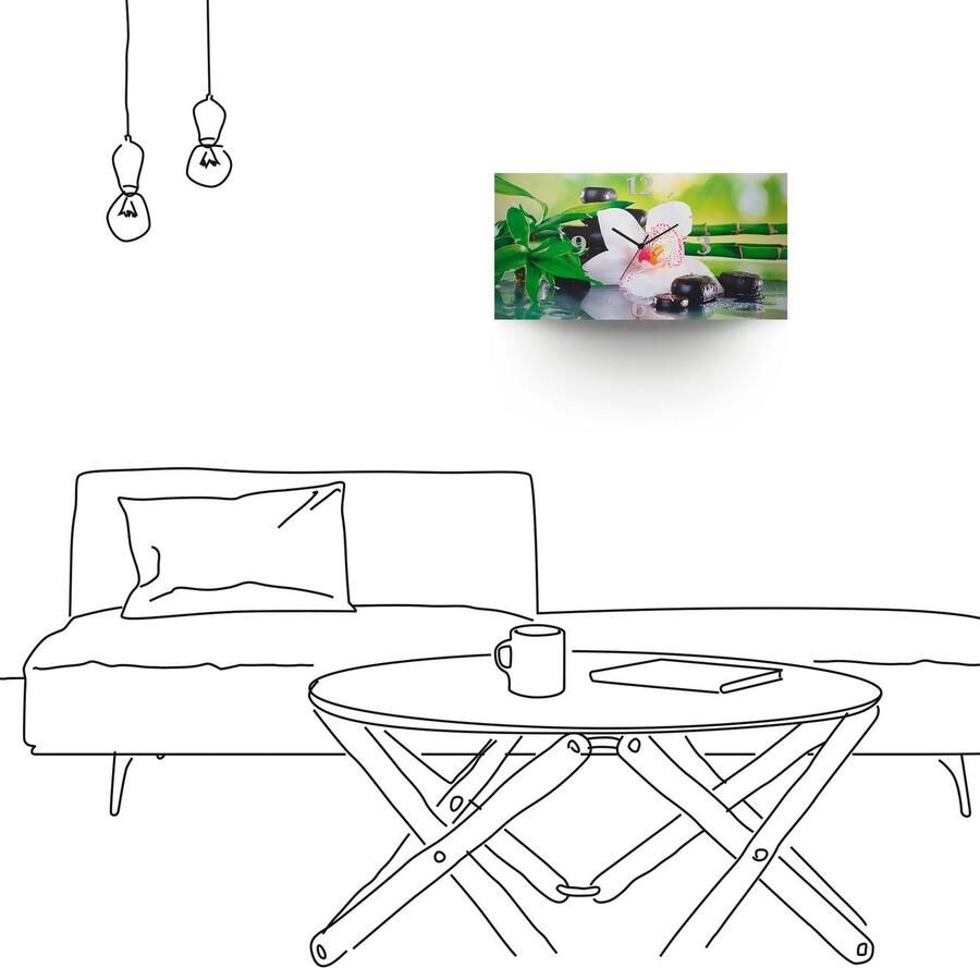 Artland Wandklok Spa stenen bamboe takjes orchidee 3d-look geschulpt met kwarts- of radiografisch uurwerk verschillende maten - Foto 5