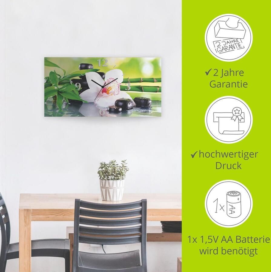 Artland Wandklok Spa stenen bamboe takjes orchidee 3d-look geschulpt met kwarts- of radiografisch uurwerk verschillende maten - Foto 4