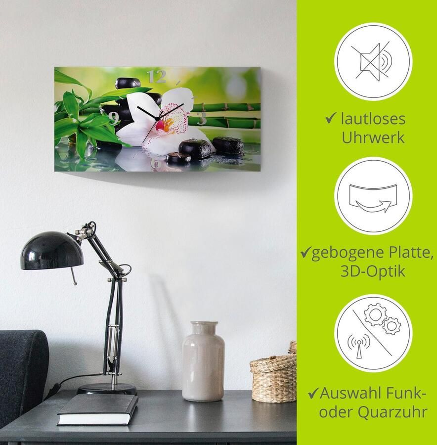 Artland Wandklok Spa stenen bamboe takjes orchidee 3d-look geschulpt met kwarts- of radiografisch uurwerk verschillende maten - Foto 6