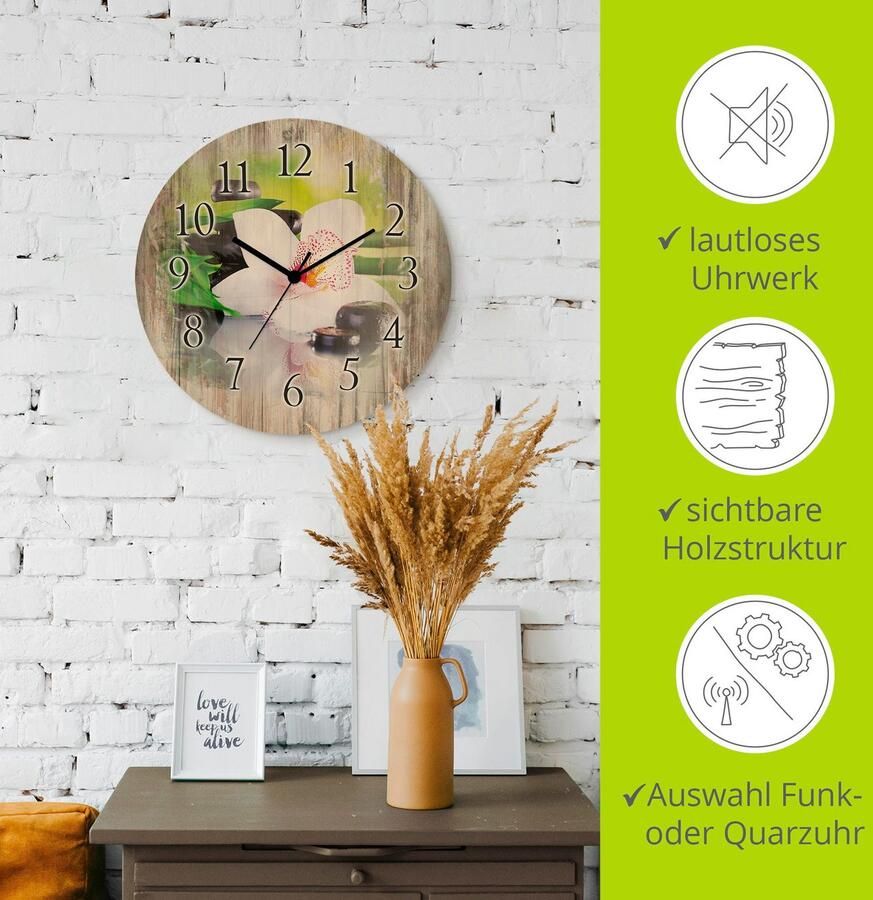 Artland Wandklok Spa stenen bamboe takjes orchidee 3d-look geschulpt met kwarts- of radiografisch uurwerk verschillende maten - Foto 3