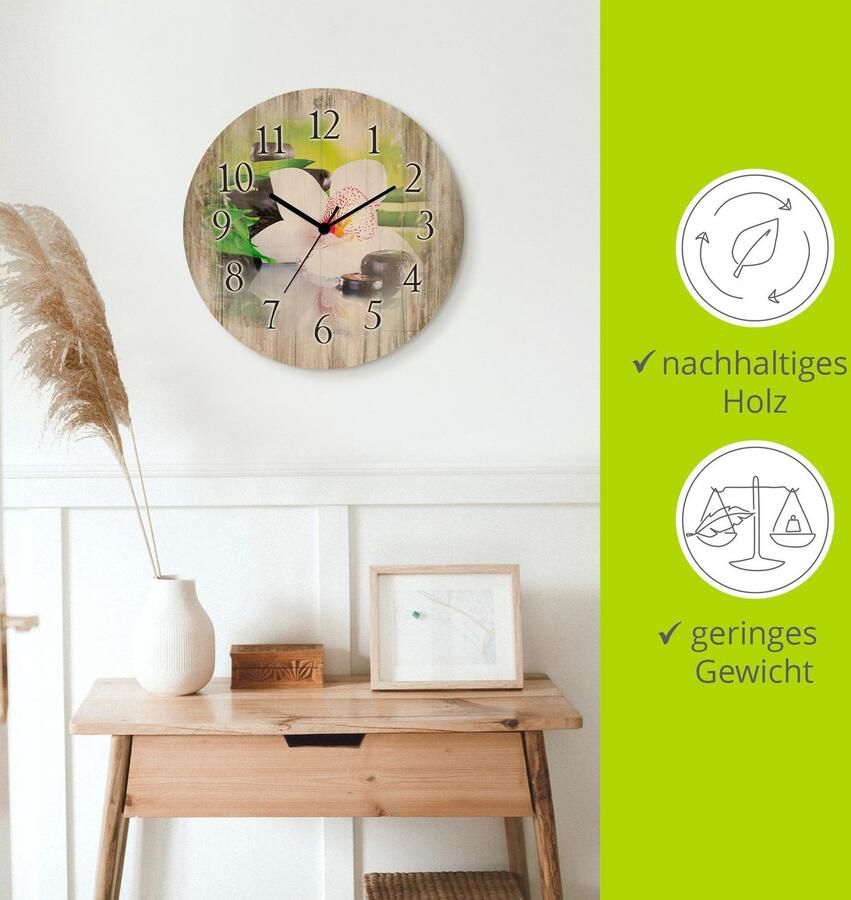 Artland Wandklok Spa stenen bamboe takjes orchidee 3d-look geschulpt met kwarts- of radiografisch uurwerk verschillende maten - Foto 4