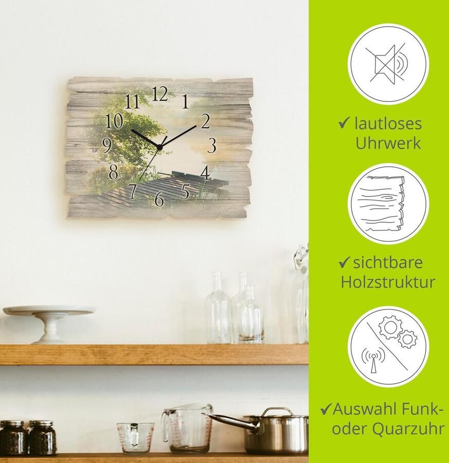 Artland Wandklok Stijger in de ochtend optioneel verkrijgbaar met kwarts- of radiografisch uurwerk geruisloos zonder tikkend geluid - Foto 6